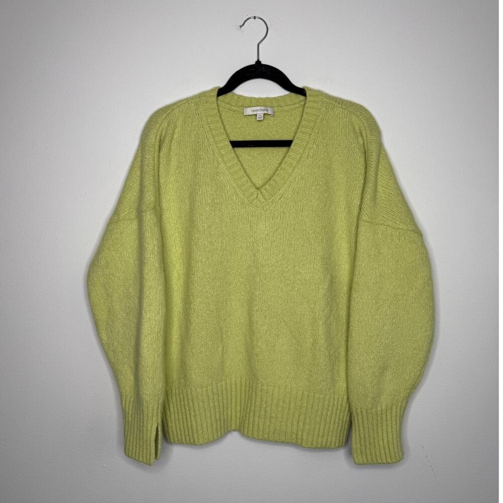 Favorite Daughter Cashmere Merino Wool V Neck Sweater Green Spring  M